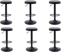 EALSON Modern Swivel Bar Stools Set of 6 Adjustable Counter Height Backless Barstools with Metal Base Leather Upholstered Round Bar Stool Chairs for Kitchen Island/Pub/Breakfast Bar, Grey