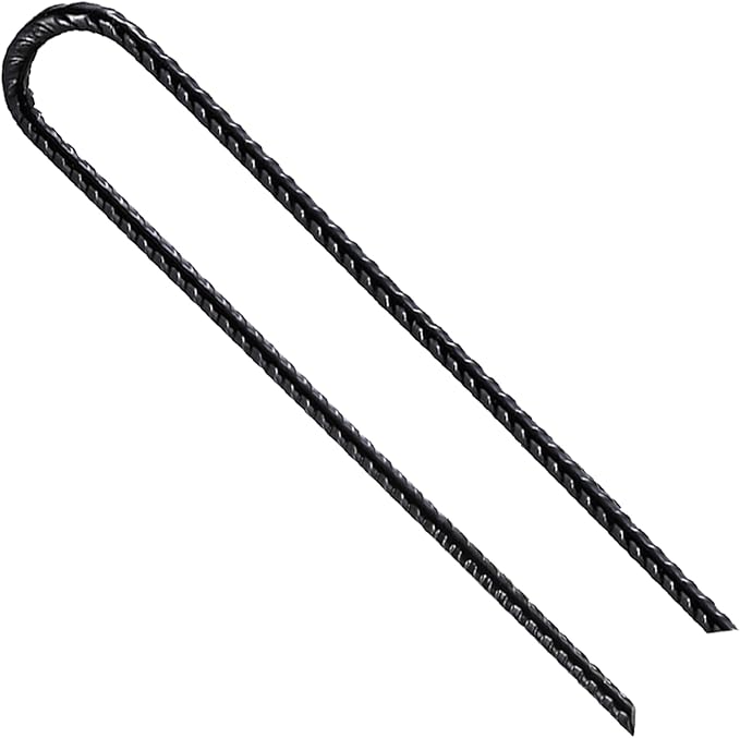 Wensilon Rebar U/J Hook Extra Heavy Duty, 12 inch x 1/4 inch Rust Proof Coated Steel Ground Anchors for Garden, Tent, Trampoline (50pcs, U-Hook)