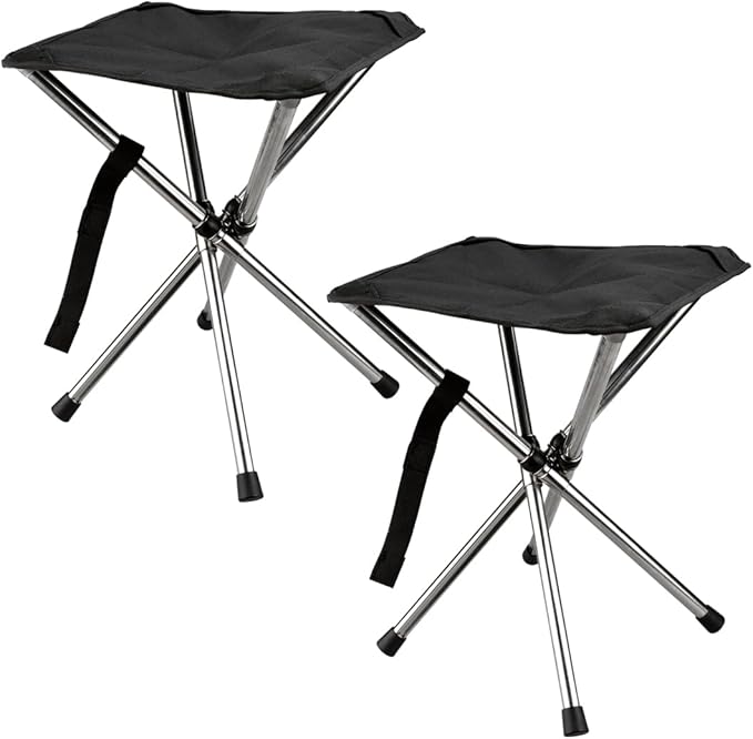 JVZI® Ultra-Light Backpacking Camping Stool - 275lbs Capacity, 1-Second Setup | Waterproof, Dual-Height Design for Camping, Bonfire,Fishing & Queues (2)