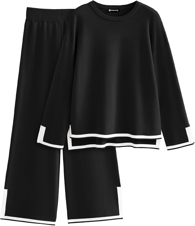 YOKGO Petite Lounge Sets for Women Long Sleeve Sweater Pajama Sets Sweatsuits 2 Piece Pant Sets Tracksuit Travel Outfits