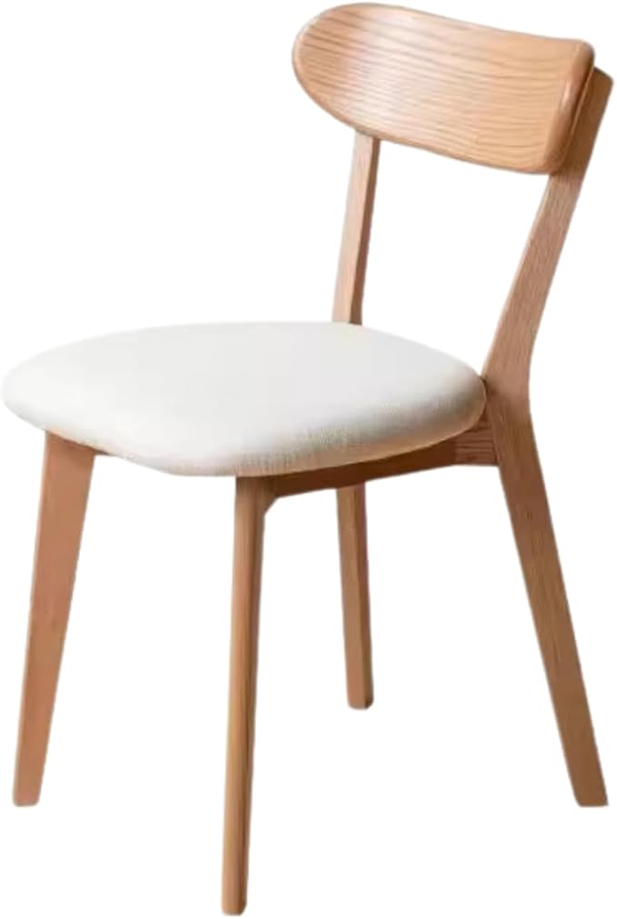 Hymus 100% Solid Oak Wood Dining Room Chairs - Practical Kitchen Chairs for Dining Room, Kitchen, Living Room (1, Natural with White Cushion)