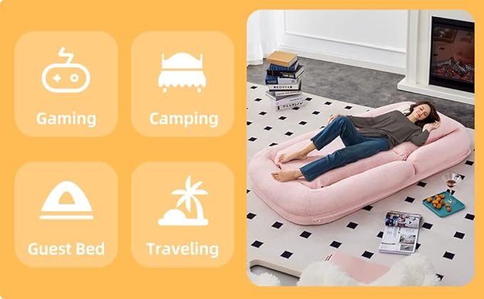 Cozy Yellow Folding Sofa Chair – 5 Adjustable Positions for Plush Lounge Comfort While Gaming, Meditating & Relaxing!