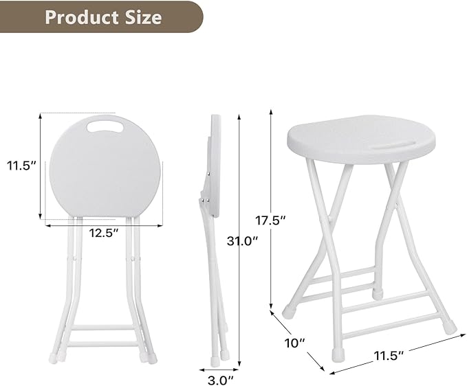 Folding Chairs 6 Pack, Heavy-Duty Plastic Foldable Chairs with Sturdy Metal Frame, 350 lbs Capacity, Fashion Stackable Portable for Weddings, Parties, Office, Indoor, Outdoor Events, White