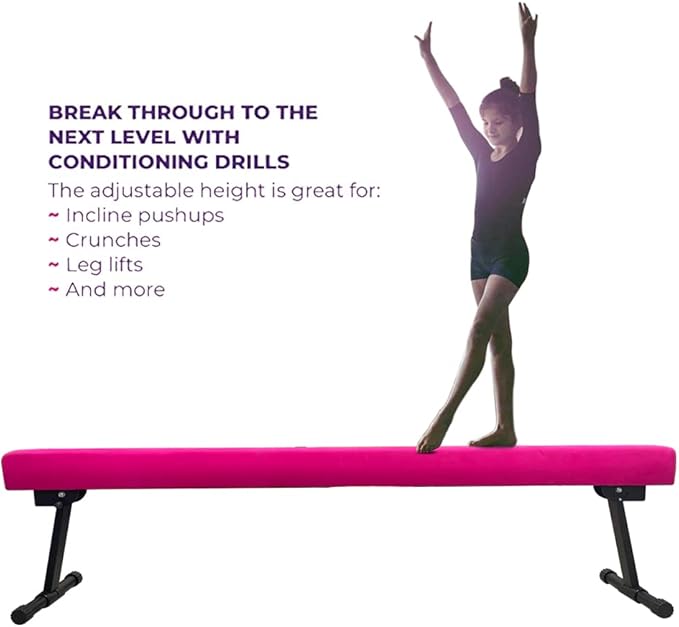 YANGG 6FT/8FT Gymnastic Balance Beam,Adjustable High and Low Level Floor Beam - Highly Stable - Gym Practice Training Equipment for Kids Children Girls Home