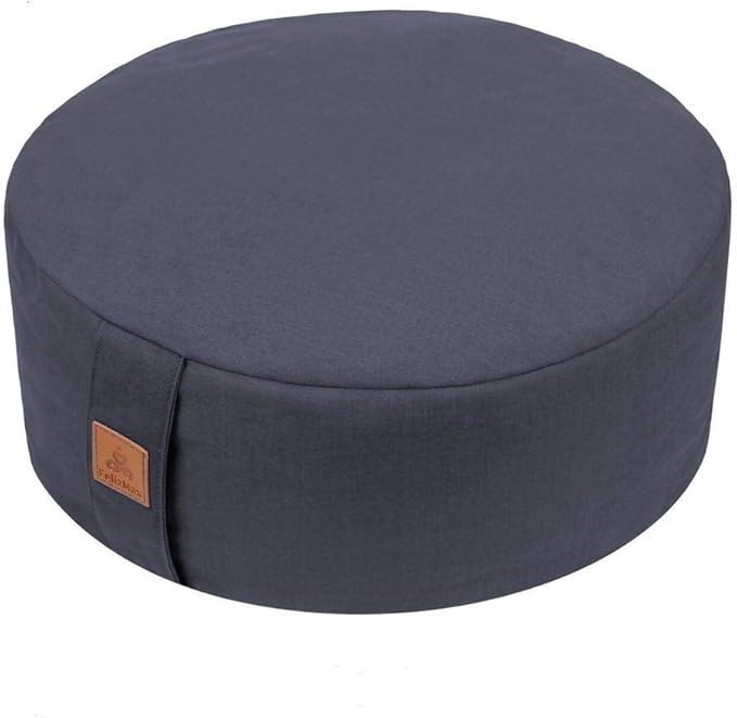 FelizMax Zafu Buckwheat Meditation Cushion,D=13"/16" H=5.5",Round Zabuton Meditation Pillow,Yoga Bolster Kneeling Pillow Premium Yoga Pillow for Sitting on Floor Zippered Cotton Cover
