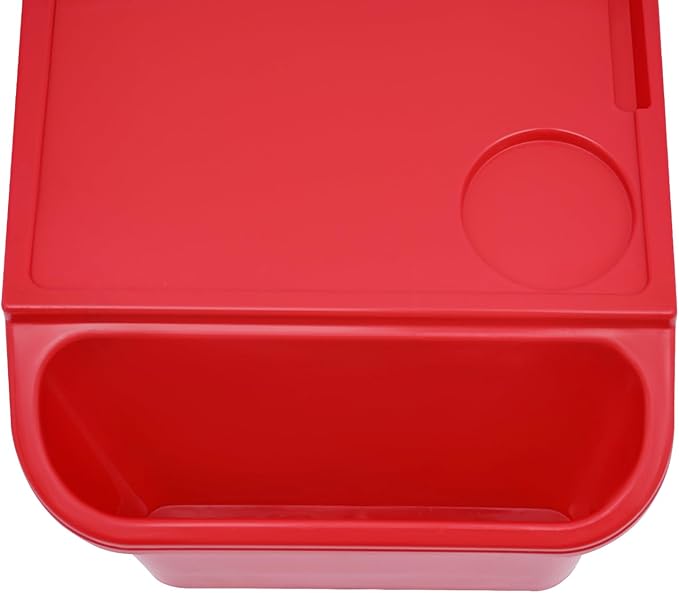 6 Pcs Kids Lap Desk Tray, Plastic Breakfast Lap Desk Trays with Storage Slots, Portable Stackable Lap Tray Tables for Writing Drawing Classroom, 19.69" L x 9.84" W x 7.1" H (Red)