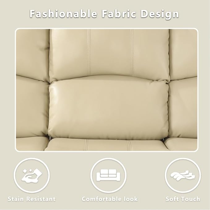 A Ainehome Living Room Furniture Set Leather Recliner Sofa Set Loveseat Chair Furniture Sofa Set for Living Room/Small Space/Rv/House/Office/Theater Seating (A-Beige Leather, Sofa+Loveseat)