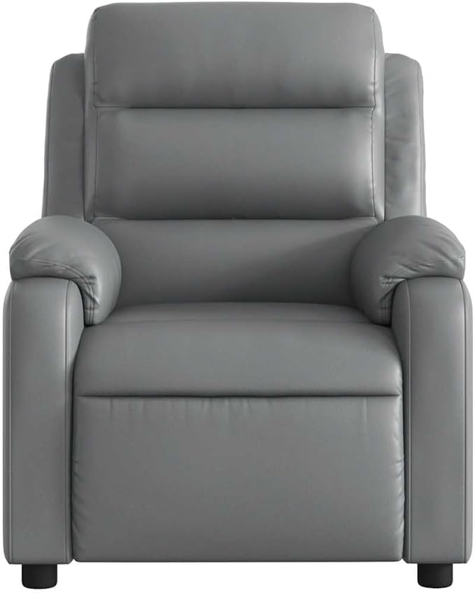 YAFF Electric Massage Recliner Chair in Grey Faux Leather, USB-Powered, Memory Foam Cushion, for Indoor Use, Relaxation in Living Room, Comfortable Seating for One