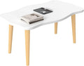 Funecy Cookie Coffee Table Low Table with 4 Solid Wood Sturdy Legs, Floor Table Desk for Sitting on The Floor, Storage and Living Room Furniture (White)