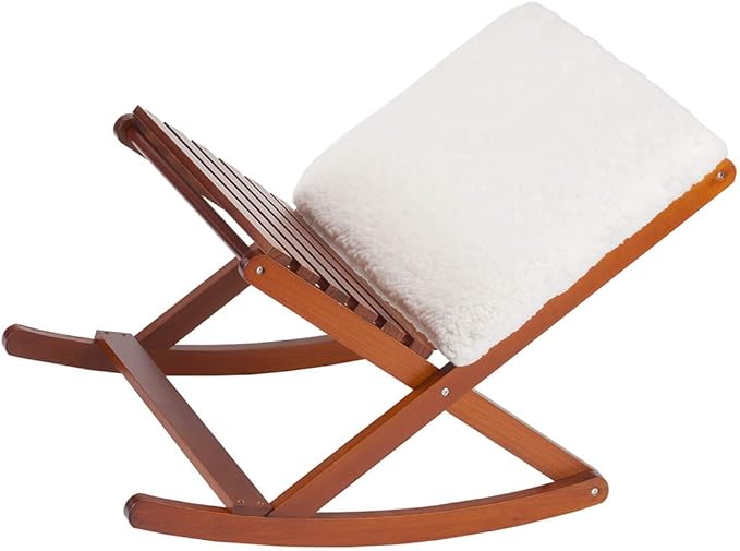Deluxe Foldable Rocking Footrest, Adjustable Fold-Away Foot Stool with Sherpa Cushion