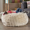 3 Foot Faux Fur Bean Bag Chair, Large White Bean Bag for Adults & Kids, 300 lb Capacity Plush Lounger for Living Room, Bedroom, Game Room, Removable Cover