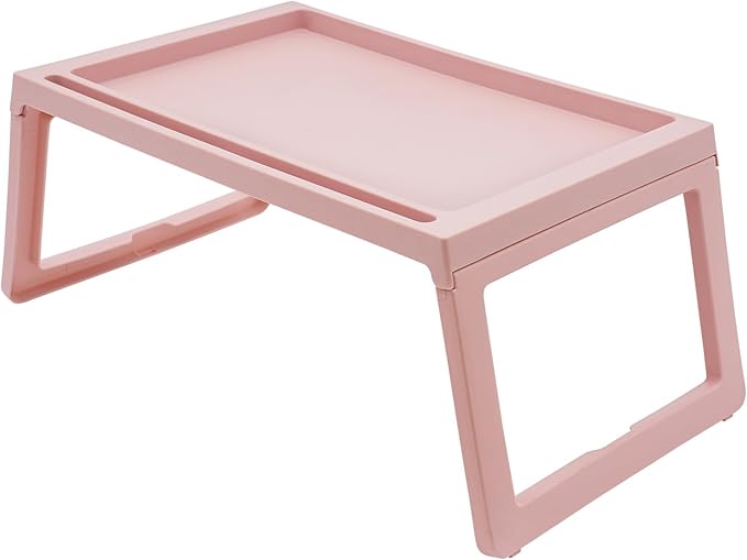 DUSNDULR 6 Pack Bed Tray Table, Foldable Laptop Desk Cute Serving Food Trays with Folding Legs & Charging Hole for Eating Reading Working (Pink)