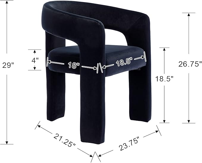 DAYALANE Barrel Dining Chairs Set of 4, Upholstered Accent Kitchen Chair with Arms Modern Recycled Polyester Armchair Comfy Velvet Side Chair for Living Room/Home Office/Reception, Black Velvet