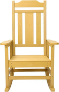 Rocking Chair, All-Weather Patio Deck Outdoor Indoor Chair, Fade-Resistant Porch Rocker Chairs, Durable Smooth Rocking, Comfortable Easy to Assemble, Low Maintain, Load Bearing 350 lbs (Yellow)