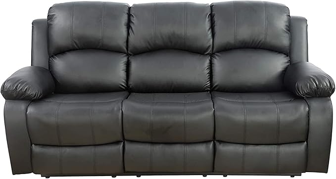 AYCP Bonded Leather Living Room Furniture Set Reclining Sofa Set Loveseat Furniture Sets in Living Room Sofa Recliners (Sofa, Black)