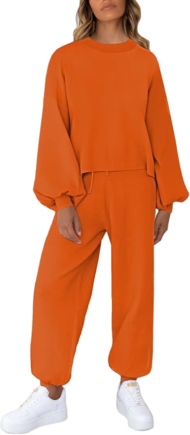 Viottiset Women's 2 Piece Outfits Sweatsuit Casual Knit Pullover Sweater Pajamas Lounge Set