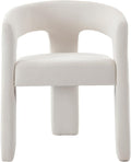 DAYALANE Modern Barrel Dining Chair, Upholstered Accent Kitchen Chair with Arms Comfy Chenille Side Chair for Living Room/Home Office/Reception, Beige Chenille