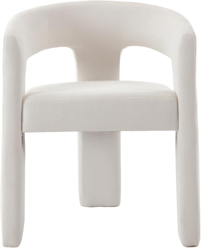 DAYALANE Modern Barrel Dining Chairs Set of 2, Upholstered Kitchen Chairs with Arms Comfy Chenille Side Chair for Living Room/Dining Room/Reception, Beige Chenille