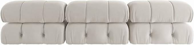 JACH Modular Sectional Couch, Modern Deep 3-Seat Couches, 104'' Minimalist Teddy Velvet Sectional Sofas, Convertible Sleeper Soft Sofa for Living Room Apartment (Beige)