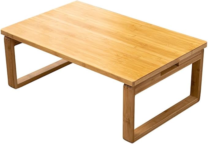 Portable Rectangle Foldable Coffee Table - Japanese Low Bamboo Table for Sitting on Floor, Dining, Tatami - Living Room Bedroom Meditation (23.6*15.7*10.2in)