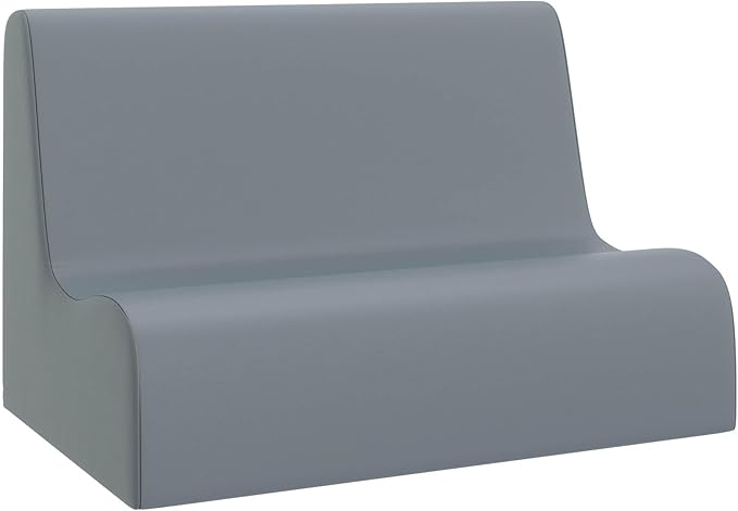 Children's Factory Small Contour Sofa, Mix-and-Match Kids Chairs, Sofas, Corner Ottomans and Cubes, Foam-Filled and Water-Resistant, Flexible Seating for Classroom Elementary, Fog Blue Kids Couch