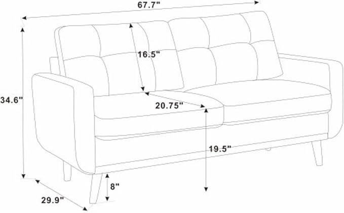 Modern Loveseat Sofa, Velvet Upholstered Small Couch, Green Couch with Wooden Leg, Easy Assembly Couches for Living Room, Small Spaces, Apartment