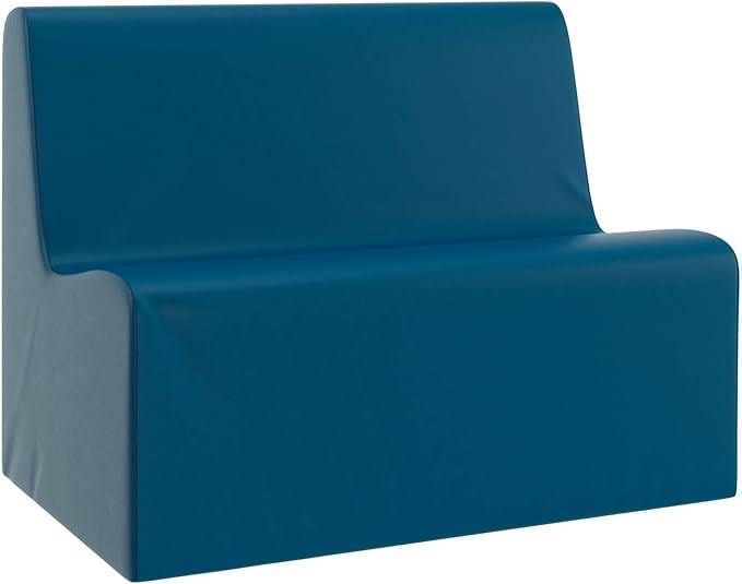 Children's Factory Large Contour Sofa, Mix-and-Match Kids Chairs, Sofas, Corner Ottomans and Cubes, Foam-Filled and Water-Resistant, Flexible Seating for Classroom Elementary, Deep Water Kids Couch