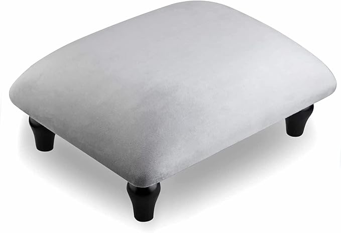 YOYETECO Small Foot Stool Ottoman with Stable Wood Legs Upholstered Footstool Padded Foot Rest Step Stool for High Beds Seat Chair Couch Sofa Patio Bedroom Living Room Office (5.9" H-Gray)
