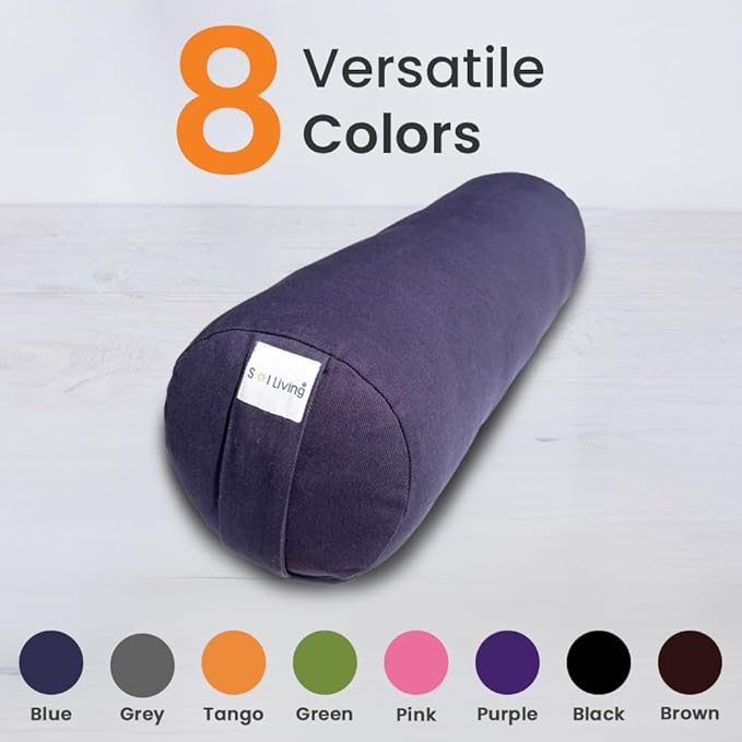 Sol Living Yoga Bolster Pillow Rectangular Meditation Cushion Cotton Meditation Accessories for Restorative Yoga Meditation Pillow Yoga Pillow Firm Body Pillow Bolster Pillow for Legs Removable Cover