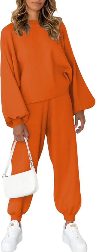 Viottiset Women's 2 Piece Outfits Sweatsuit Casual Knit Pullover Sweater Pajamas Lounge Set