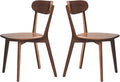 Hymus 100% Solid Oak Wood Dining Room Chairs - Practical Kitchen Chairs for Dining Room, Kitchen, Living Room (2, Walnut)
