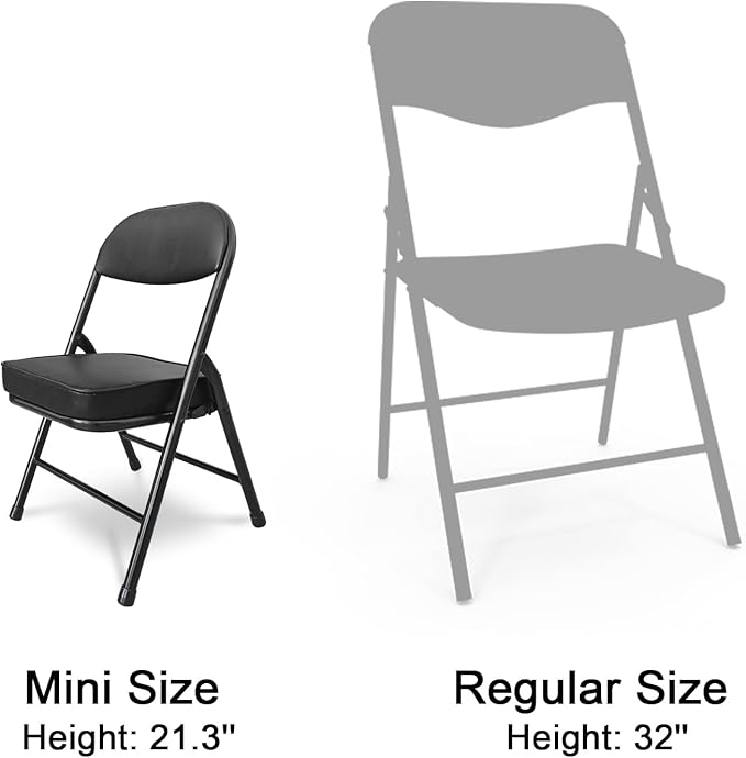 fusehome Mini Folding Chair, Garage Stool, Portable Camping Chair with Padded Seat, Lightweight and Compact Lawn Chair, for Patio, Garage, Camping, Fishing, Hiking, Hunting, Picnic, Beach, Black