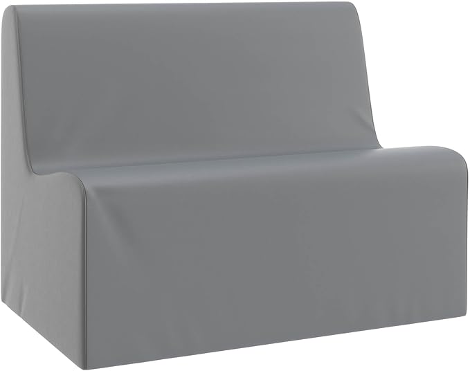 Children's Factory Large Contour Sofa, Mix-and-Match Kids Chairs, Sofas, Corner Ottomans and Cubes, Foam-Filled and Water-Resistant, Flexible Seating for Classroom Elementary, Gray Kids Couch