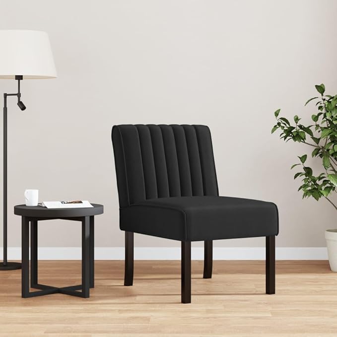 YAFF Black Velvet Slipper Chair - Luxurious and Comfortable Accent Seating with Soft Velvet Upholstery, Solid Wood Legs, Ideal for Relaxation in Modern Living Rooms and Bedrooms