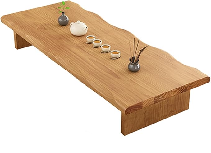 Solid Wood Japanese Tea Table, Simple and Modern Low Design, Tatami Tea Style, Zen-Inspired Kotatsu, Bay Window Seating, Floor Style (Natural Wood, 200 * 60 * 35cm)