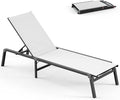Vexwalx Foldable Lounge Chair Outdoor, Aluminum Pool Lounge Chairs with 5 Positions Recliner - No Assembly - Patio Chaise Lounge Chair for Outside, Poolside (White)