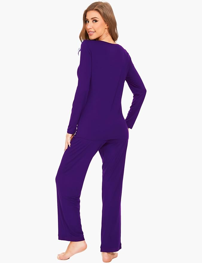 GYS Viscose from Bamboo Women's Pajama Sets Super Soft Long Sleeve Sleepwear Comfy Winter Pjs Sets S-4X
