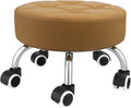 Kaleurrier Low Height Rolling Stool - Heavy Duty Short Stool Chair with Wheels Low to Ground - Small Roller Seat Stools for Home Office Kitchen Repair Shop Mechanic Pedicure Garage Library Camel