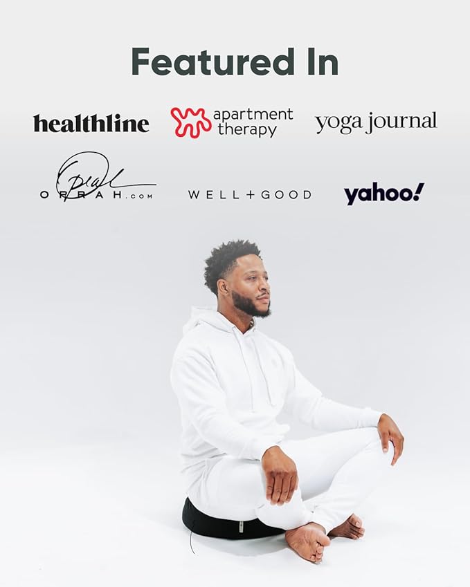 Mindful Modern Large Meditation Cushion for Zafu Yoga - Meditation Pillow for Sitting on The Floor - Buckwheat Hull Filled Yoga Cushion with Removable, Washable 100% Cotton Cover and Carry Handle