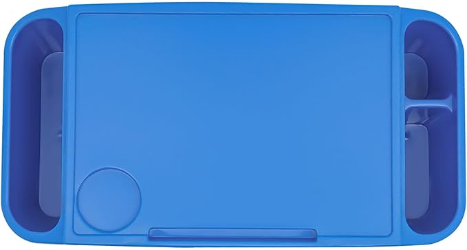 6 Pcs Kids Lap Desk Tray, Plastic Breakfast Lap Desk Trays with Storage Slots, Portable Stackable Lap Tray Tables for Writing Drawing Classroom, 19.69" L x 9.84" W x 7.1" H (Blue)