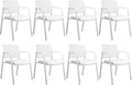 CLATINA Mesh Back Stacking Arm Chairs, Office Reception Guest Chair, Desk Chair No Wheels Ergonomic Lumbar Support and Thickened Seat Cushion for Waiting Conference Room White(8 Pack)