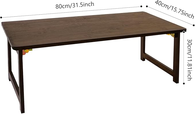 Eapmic Japanese Floor Table, Foldable Coffee Table, Low Sitting Dining Table, Tatami Tea Desk, Portable No Assembly Floor Desk for Living Room Bedroom Apartment Office Study (Walnut Color)