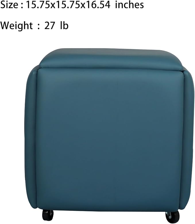 5 in 1 Nesting Ottoman Cube Chair, Stackable Stools, Leather Square Ottoman Bench, Foot Stool with Wheels for Living Room,Dining Room 15.75x15.75x16.54 inches