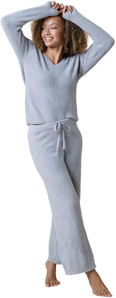 Softies Marshmallow V Neck Lounge Set for Women Ultra Soft 2 Piece Loungewear with Relaxed Top and Straight Leg Pants