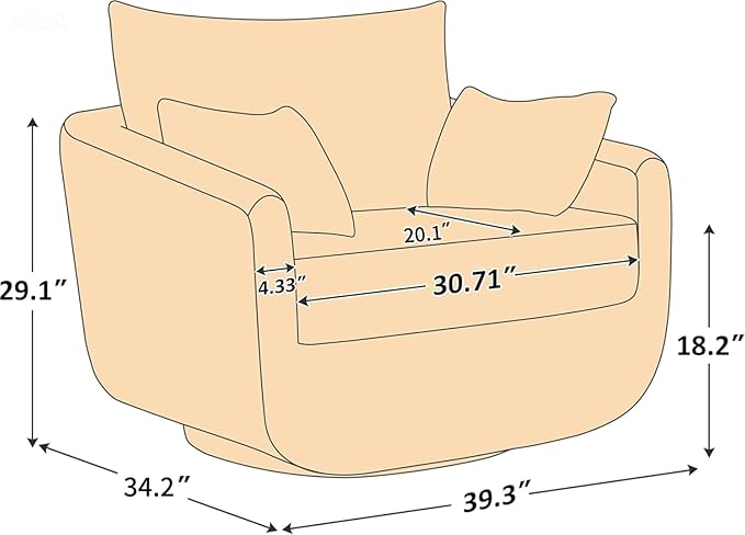 UNUQLIVCO 360° Swivel Accent Armchair Set of 2, 39.3" Oversized, Sherpa Boucle Fabric Sofa Chair with Removable Back & Arm Pillows, Swivel Chairs with Cozy Soft Padded, White