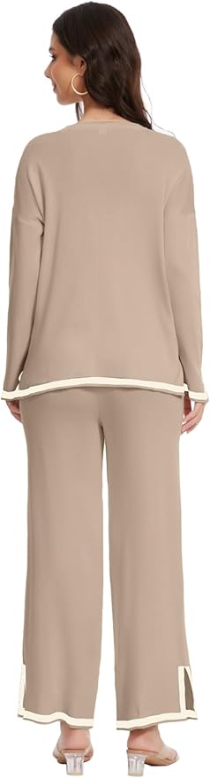 YOKGO Petite Lounge Sets for Women Long Sleeve Sweater Pajama Sets Sweatsuits 2 Piece Pant Sets Tracksuit Travel Outfits