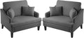 Bezseller Oversized Accent Chairs Set of 2, 33.5'' Wide Seat Comfy Armchair with 2 Pillows, Upholstered Big Reading Chair, Modern Single Sofa Chair for Living Room Bedroom Apartment Office, Dark Grey