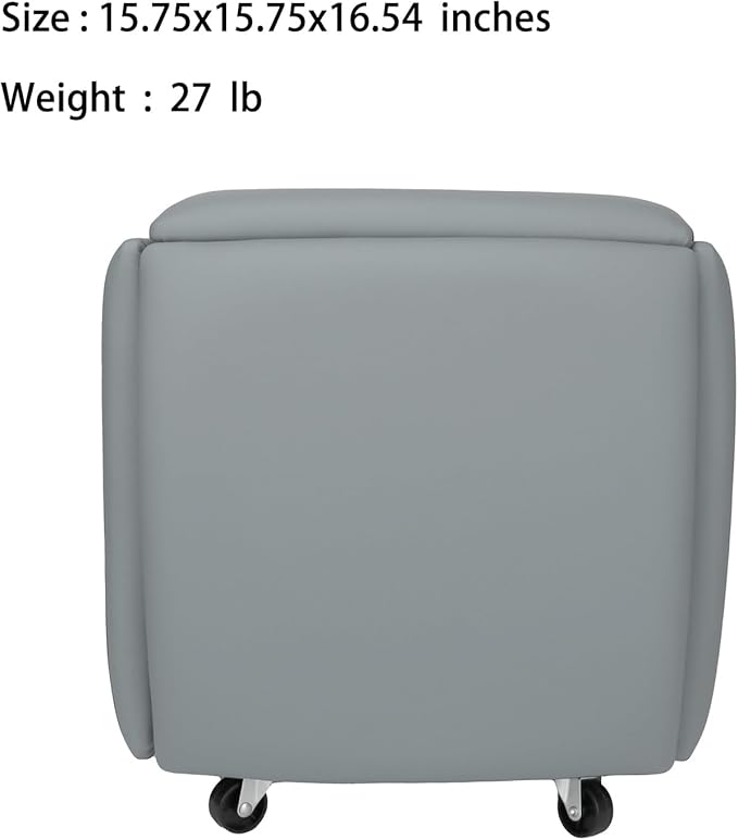 5 in 1 Nesting Ottoman Cube Chair, Stackable Stools, Leather Square Ottoman Bench, Foot Stool with Wheels for Living Room,Dining Room 15.75x15.75x16.54 inches