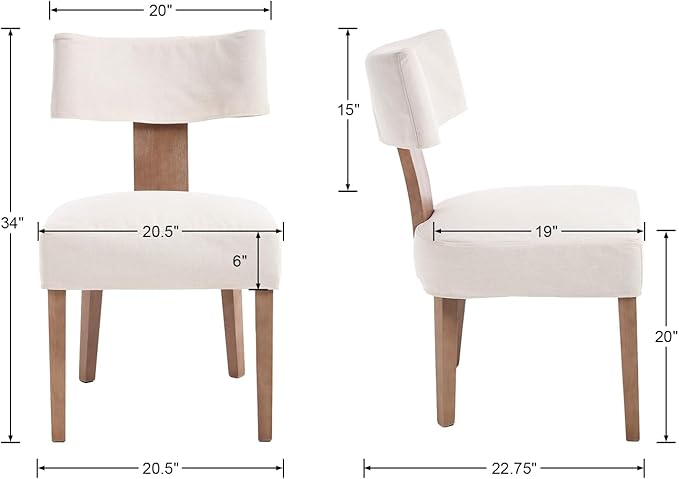RIVOVA Upholstered Dining Chairs Set of 6 with Seat Covers, Modern Wooden Kitchen Chairs Fabric Side Dining Room Chair Farmhouse Dinner Chair, Beige