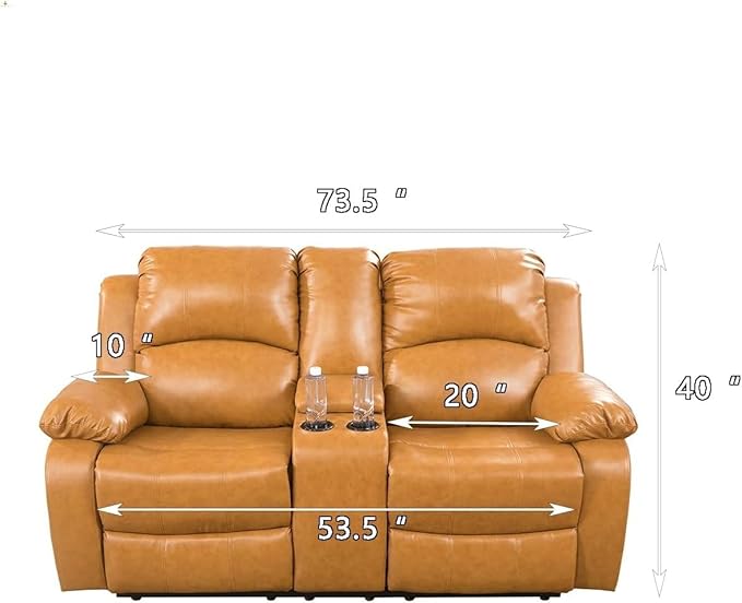 AYCP Bonded Leather Living Room Furniture Set Reclining Sofa Set Loveseat Furniture Sets in Living Room Sofa Recliners (Loveseat, Ginger)